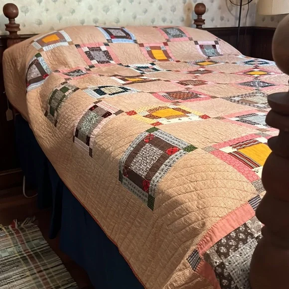 Vintage circa 1890’s signed Quilt “Nine Patch Variation” - Picture 5 of 16